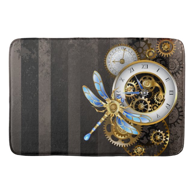 Tapis De Bain Horloge à vapeur avec libellule mécanique (Devant)