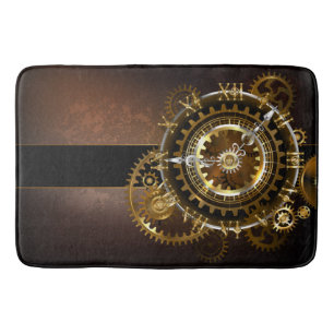 Tapis De Bain Horloge Steampunk avec des engrenages anciens