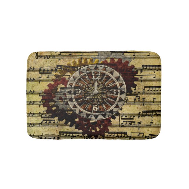 Tapis De Bain Horloges grunges et vitesses de Steampunk (Devant)