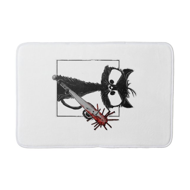 Tapis De Bain Horreur de baseball de chat noir Halloween (Devant)