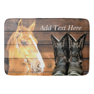 Tapis De Bain Horse Cowboy Boots Rustic Barque