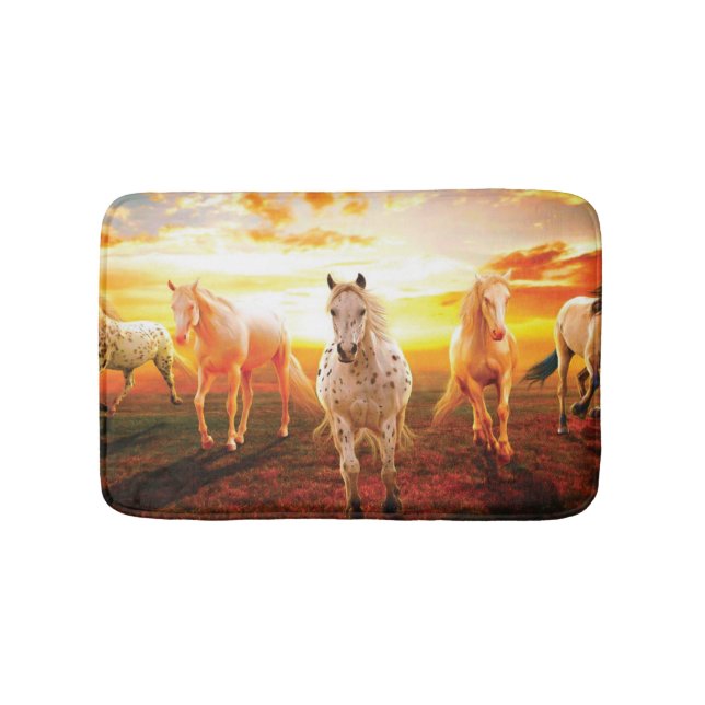 Tapis De Bain Horses at sunset throw pillow (Devant)