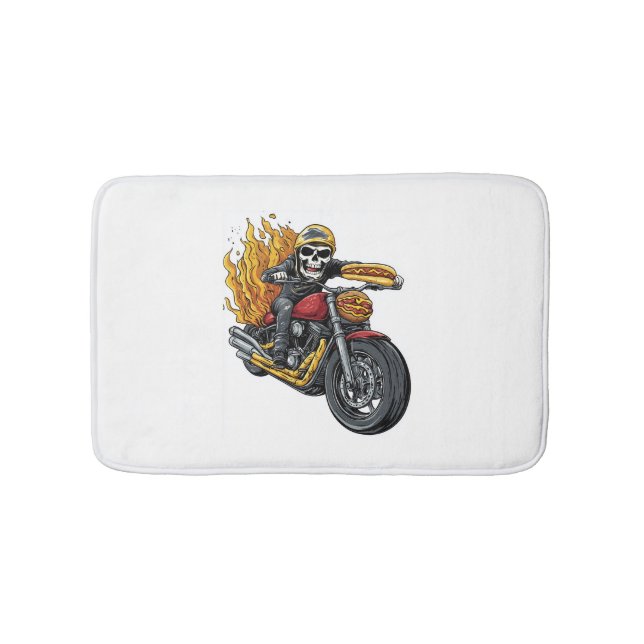 Tapis De Bain Hot Dog Rider - Funky Biker Skull (Devant)