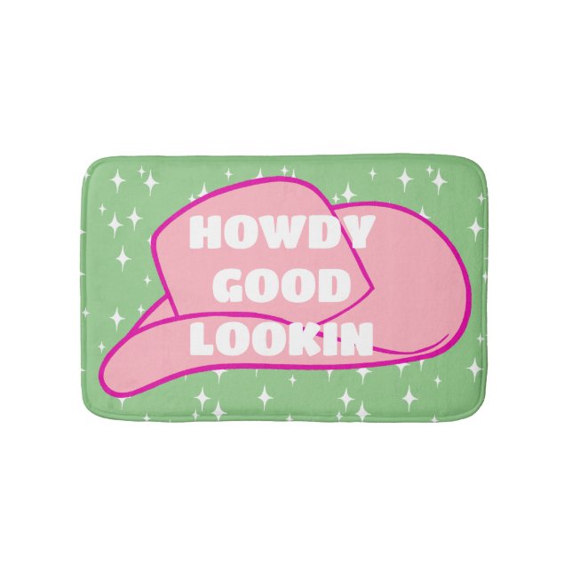 Tapis De Bain Howdy Good Lookin Rancher Cowboy Casquette Green D (Devant)
