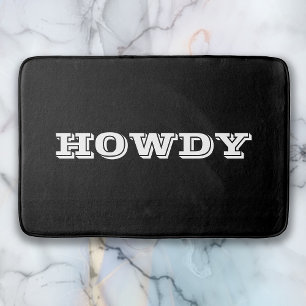 Tapis De Bain « Howdy » Message de bienvenue ou nom, noir