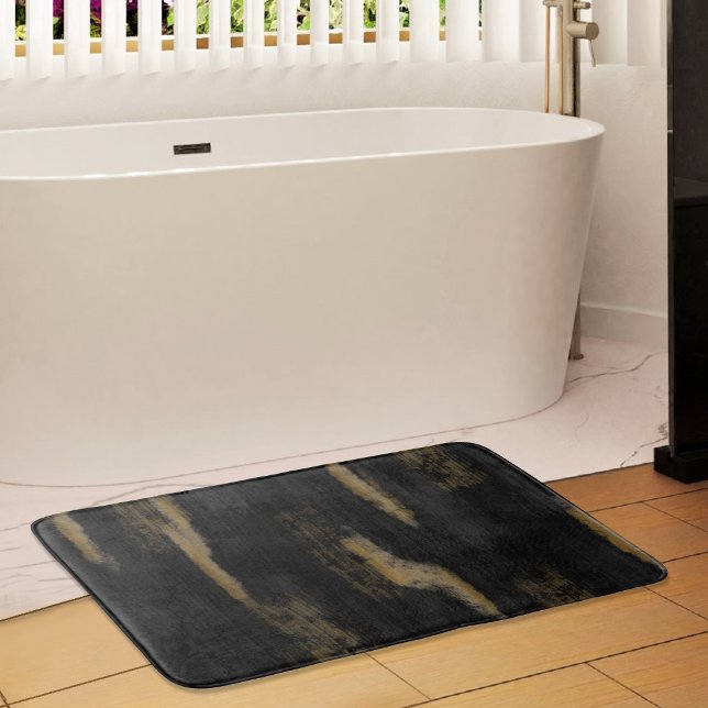 Tapis De Bain Huiles douces Abstraites Charbon et or (Créateur téléchargé)