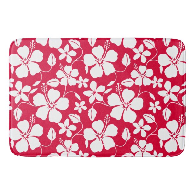 TAPIS DE BAIN HULA HAÏIENNE (HIBISCUS) ROUGE (Devant)