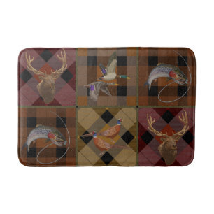 Tapis De Bain Hunt Club Plaid With Wildlife Game