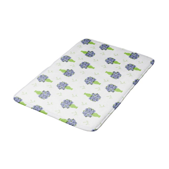 Tapis De Bain Hydrangea Bleu Vase Vert Motif Côté Mer (Angle)