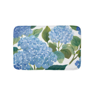 Tapis De Bain Hydrangea Bleue Fleurie Aquarelle Côtière