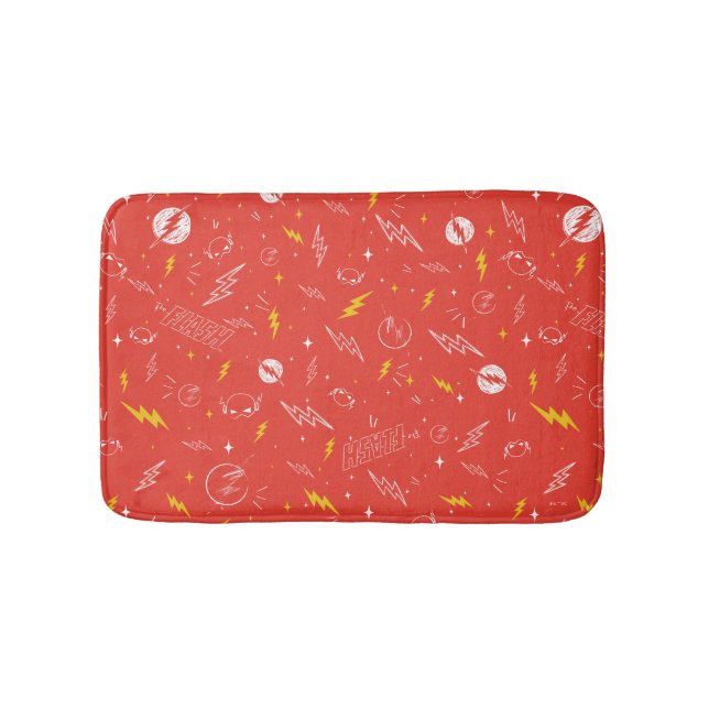 Tapis De Bain Icône de la foudre Flash et motif doodle (Devant)