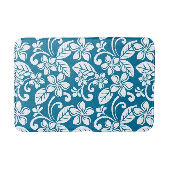 Tapis De Bain ÎLE PLUMERIA (BLEU CARAÏBE) Mat de bain (Devant)
