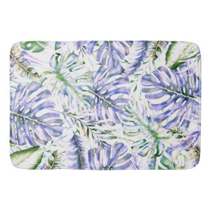Tapis De Bain Île Pourpre Feuilles de Palmier Tropicales Été Île