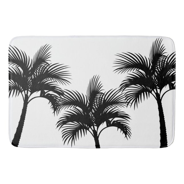 Tapis De Bain Île tropicale Palmiers noirs Silhouette (Devant)