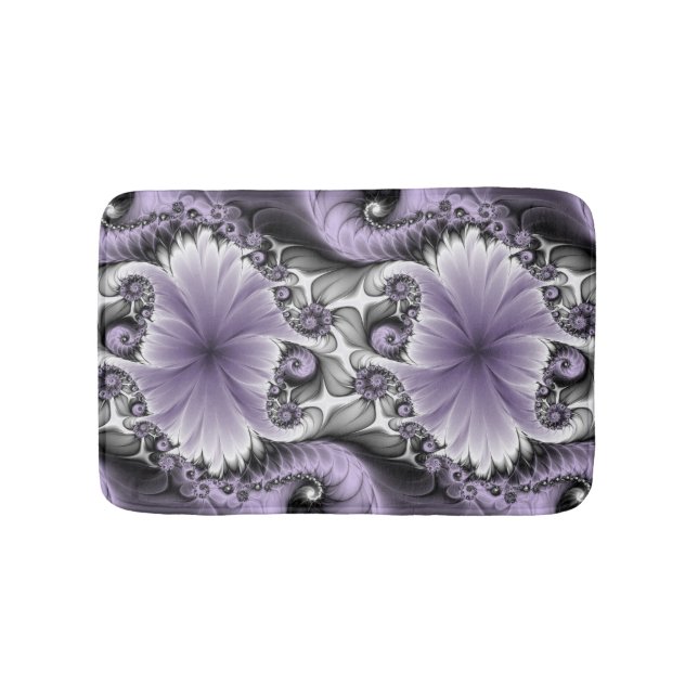 Tapis De Bain Illusion Lilac Abstrait Floral Fractal Art Imagina (Devant)