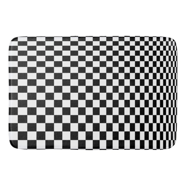 Tapis De Bain Illusion optique Vérificateurs noir et blanc (Devant)