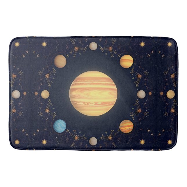 Tapis De Bain Illustration colorée de l'espace (Devant)