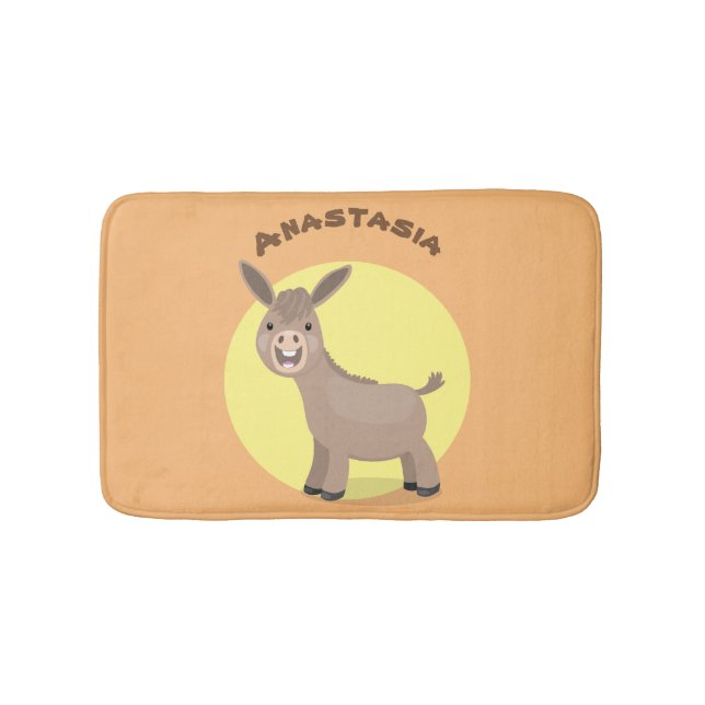 Tapis De Bain Illustration d'âne miniature joyeux (Devant)