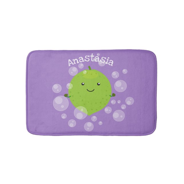 Tapis De Bain Illustration de bulles de chaux vert mou (Devant)