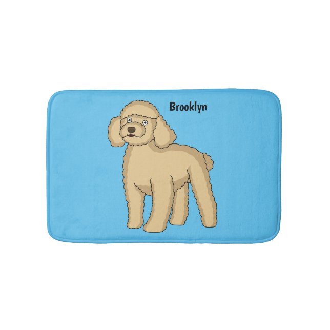 Tapis De Bain Illustration de cartoon de caniche brun heureux (Devant)