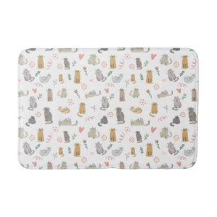 Tapis De Bain Illustration de couleur neutre pour chats lunaires