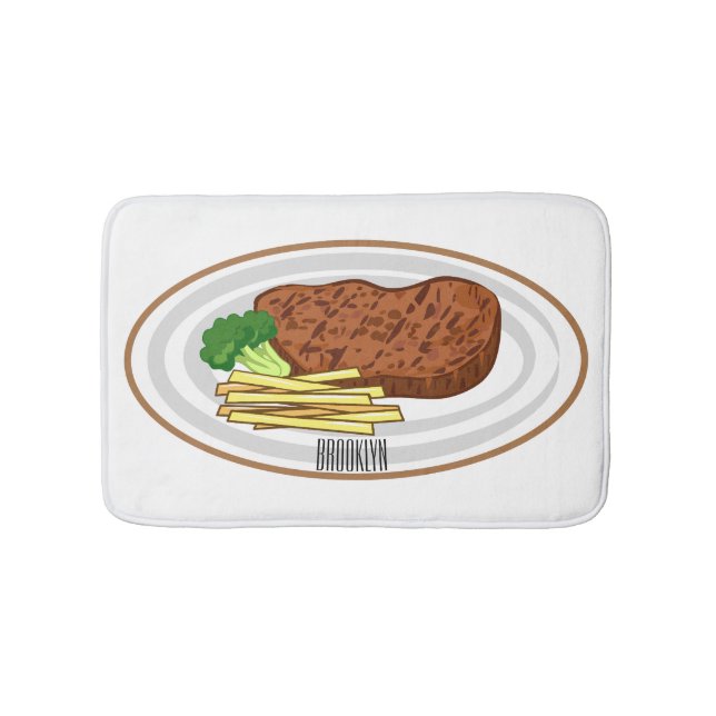 Tapis De Bain Illustration de dessin de steak (Devant)