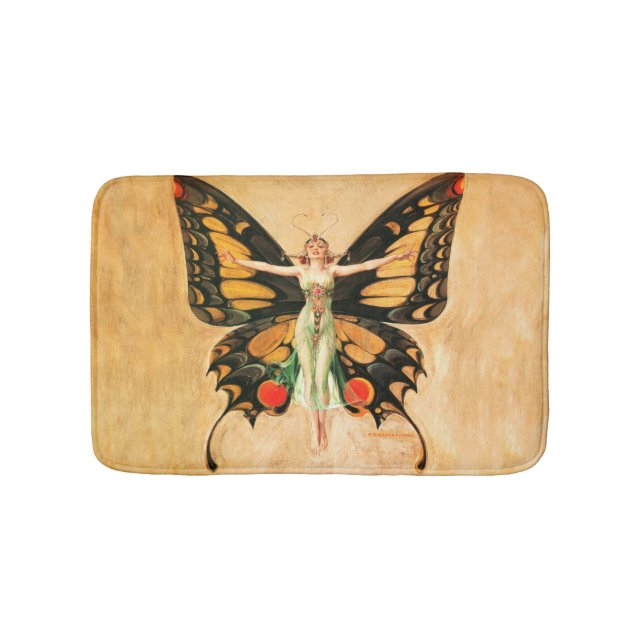Tapis De Bain Illustration de femme volant papillon flapper (Devant)