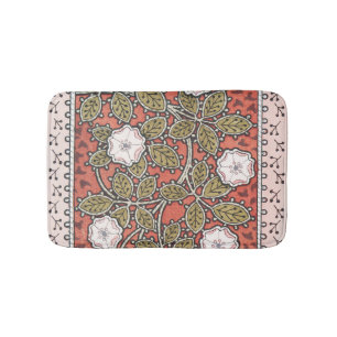 Tapis De Bain Illustration de fleur d'art de rose sauvage vintag