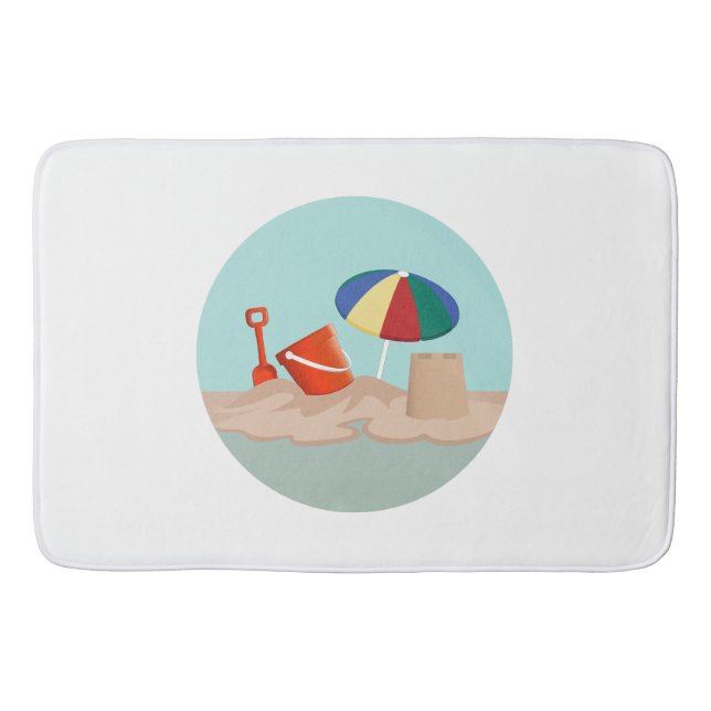 Tapis De Bain Illustration de la scène de la plage de Bucket et  (Devant)
