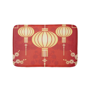 Tapis De Bain Illustration de lanterne chinoise orientale