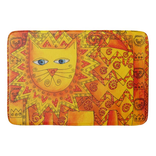 Tapis De Bain Illustration de l'aquarelle du lion à motifs (Devant)