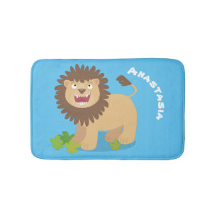 Tapis De Bain Illustration de l'effervescence de lions heureux