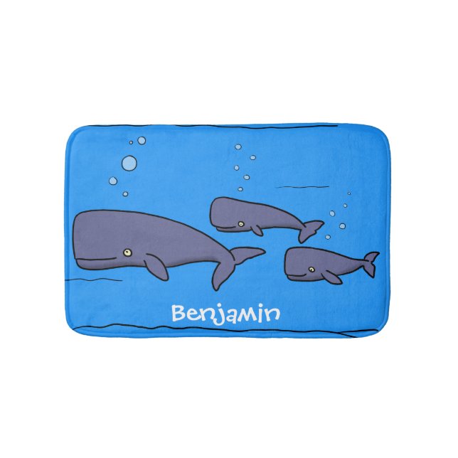 Tapis De Bain Illustration de mignonne migratrice de baleines à  (Devant)