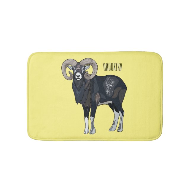 Tapis De Bain Illustration de mouflon, mouton (Devant)