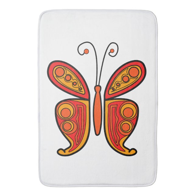 Tapis De Bain Illustration de papillon orange (devant Vertical)