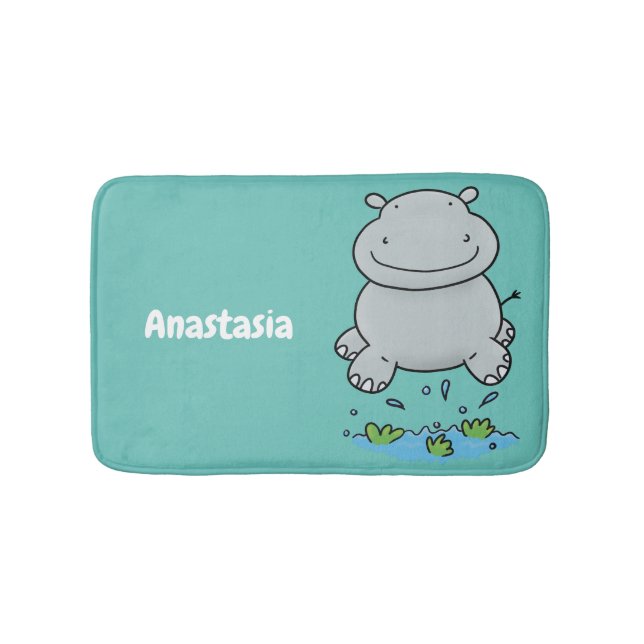 Tapis De Bain Illustration de saut en hippo mignon (Devant)