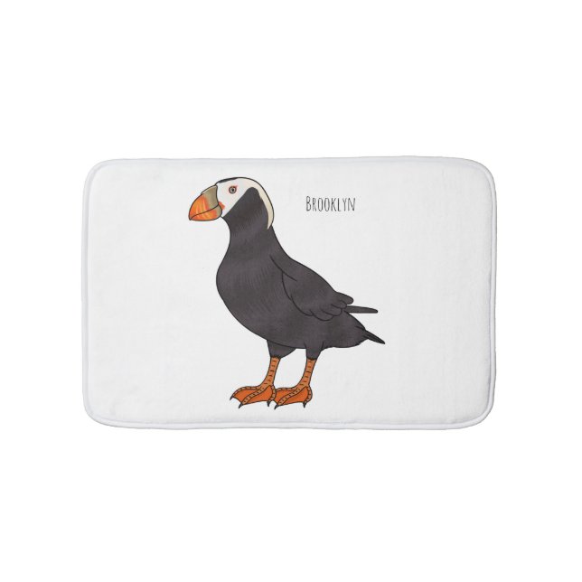 Tapis De Bain Illustration d'oiseau bouffon touffu (Devant)