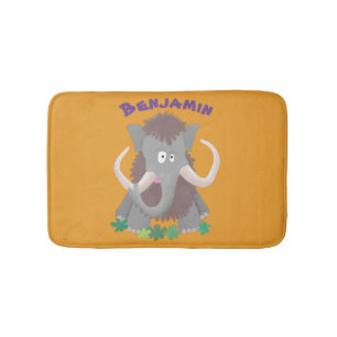 Tapis De Bain Illustration drôle de mammouth laineux