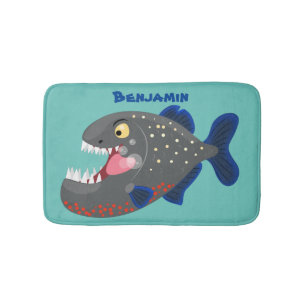 Tapis De Bain Illustration drôle de piranha affamée