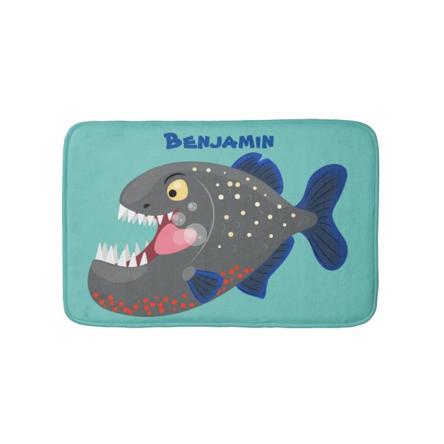 Tapis De Bain Illustration drôle de piranha affamée (Devant)