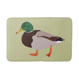 Tapis De Bain Illustration du canard de Mallard vert pâle