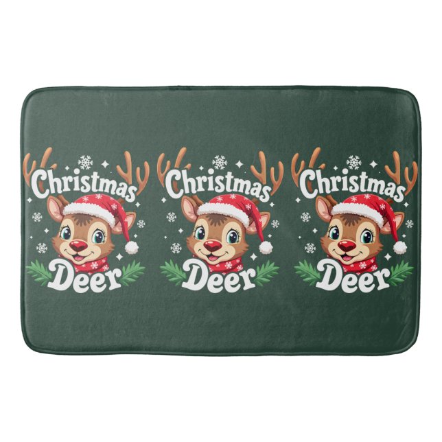 Tapis De Bain Illustration du cerf de Noël mignon (Devant)