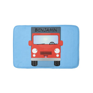 Tapis De Bain Illustration d'un camion kawaii rouge mou