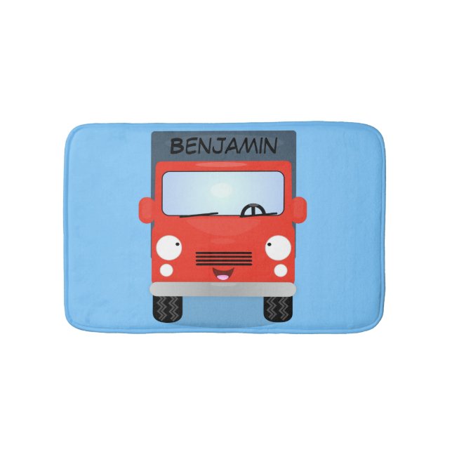 Tapis De Bain Illustration d'un camion kawaii rouge mou (Devant)