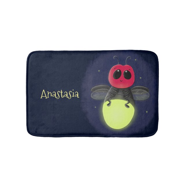 Tapis De Bain Illustration d'une luciole à éclair mignon (Devant)
