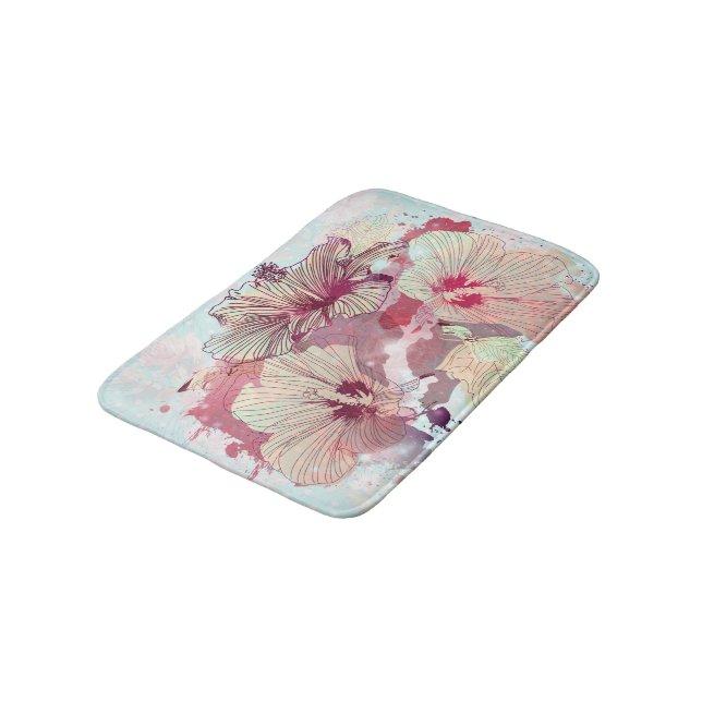 Tapis De Bain Illustration florale colorée (Angle)