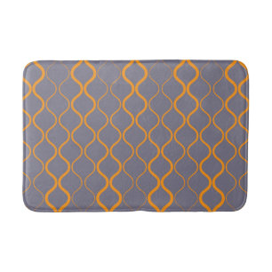 Tapis De Bain Illustration jaune, rétro, cool tendance courbes o