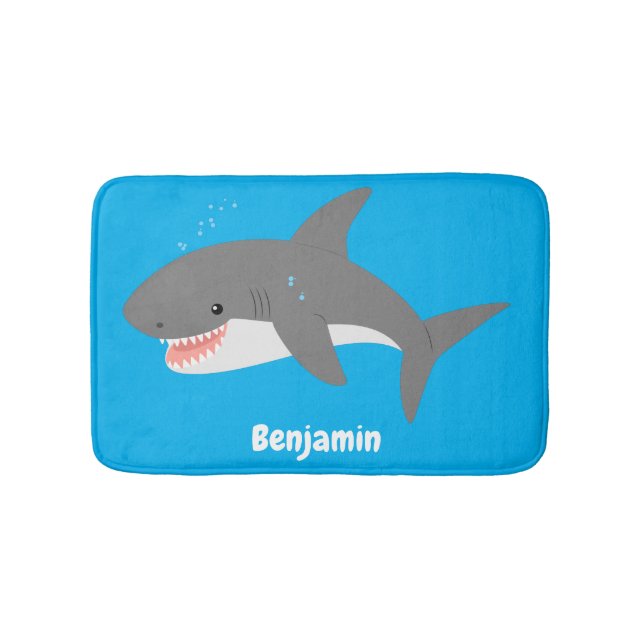 Tapis De Bain Illustration joyeuse du grand requin blanc (Devant)