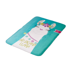 Tapis De Bain Illustration No Drama Llama avec Monogramme