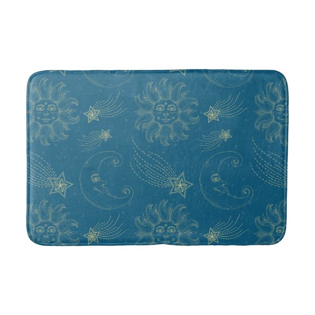 Tapis De Bain Illustration vintage Étoiles Sun Moon (Devant)